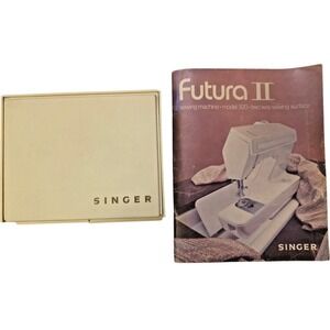 Vtg Singer Sewing Box w/Sewing Machine Parts and '74 Singer Futura II Manual